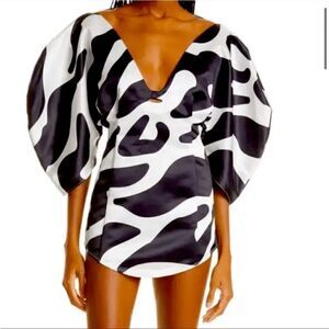 Mother Of All Revolve Dress V neck balloon sleeve Small